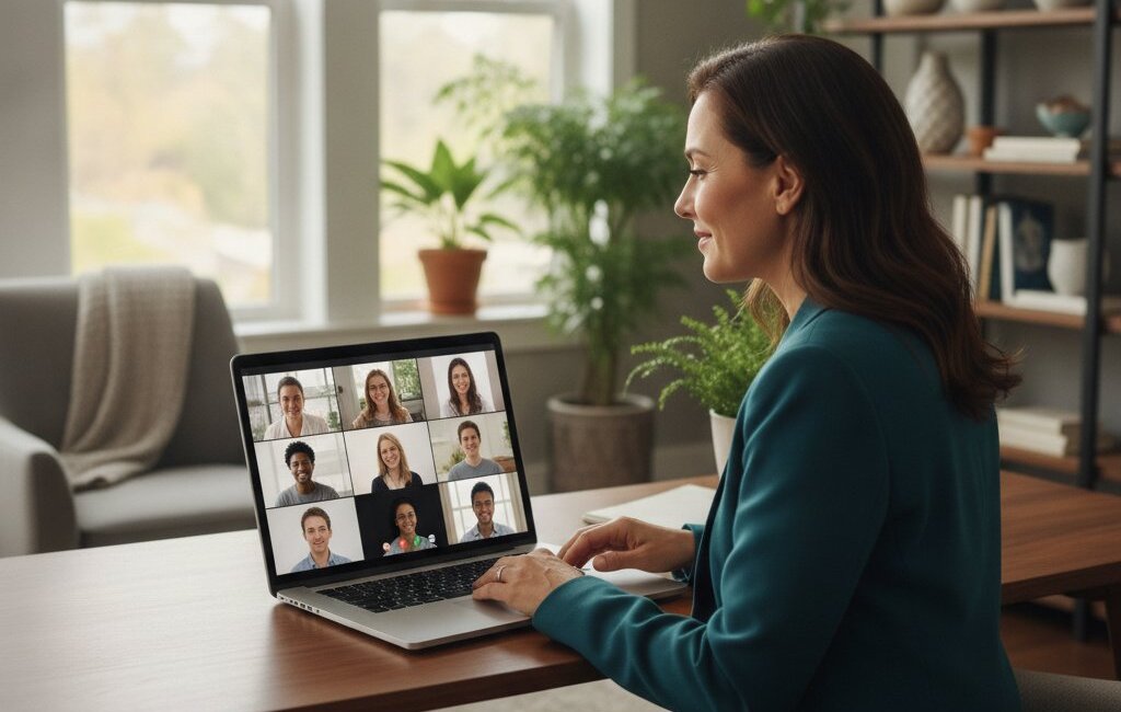 Therapist on — virtual group therapy